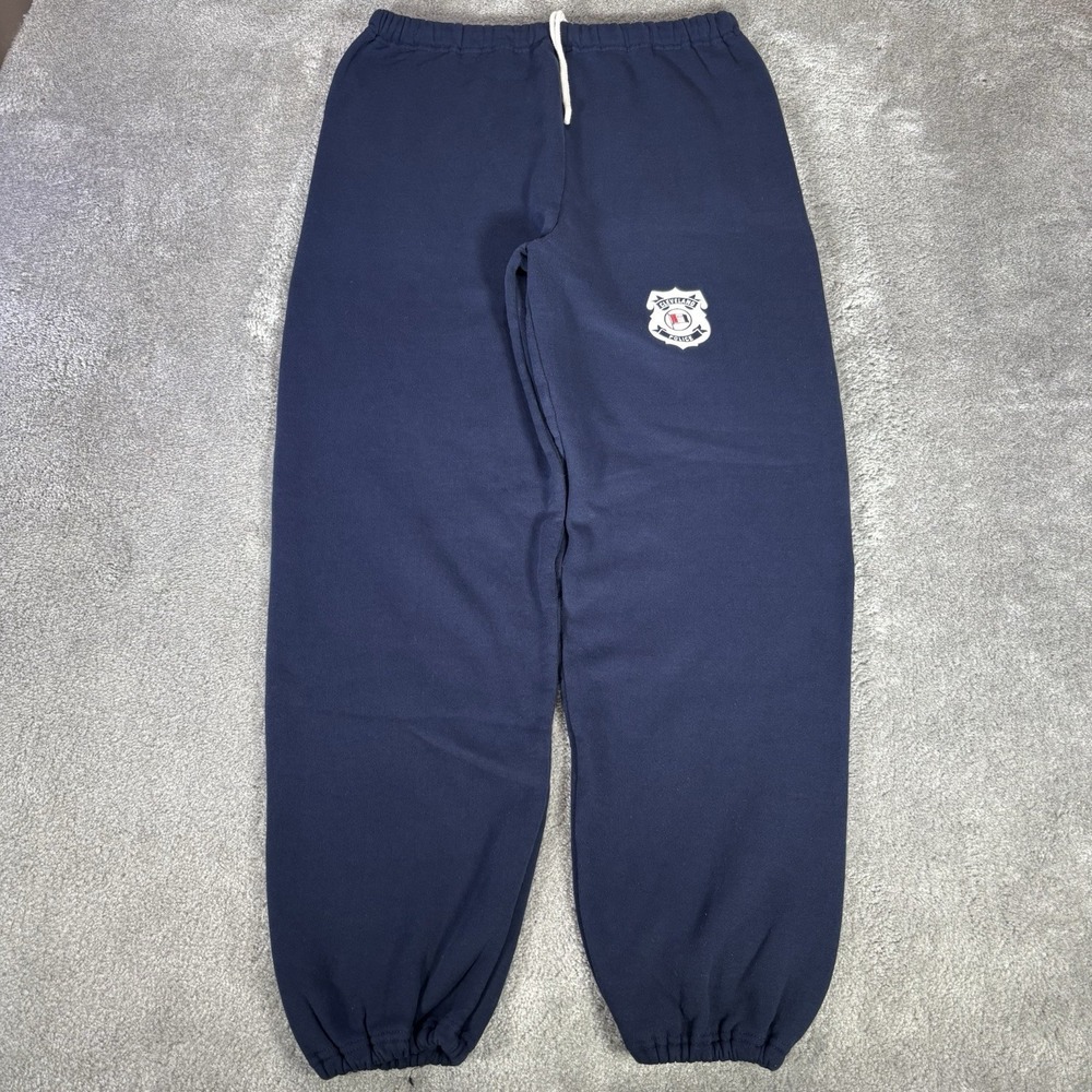 Vintage Cleveland Police Sweatpants Mens 3XL Blue Fleece Joggers Russell 90s